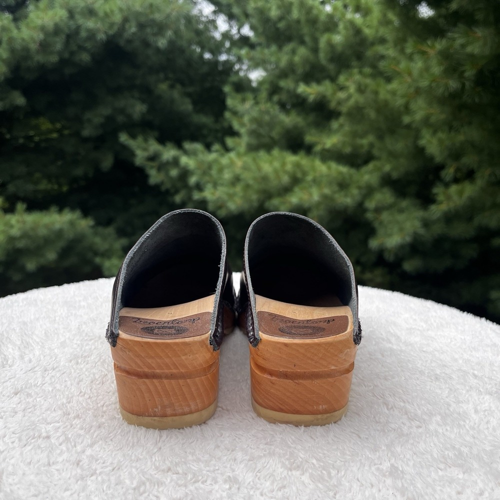 Troentorps Sweden Clogs Leather Wooden Womens 38 | 8 Toffelfabrik Brown Cognac - Picture 4 of 9